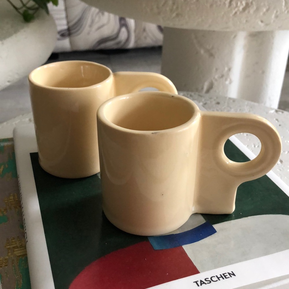 Home Union Set of 2 cream handmade ceramic mugs - Picture 5 of 9